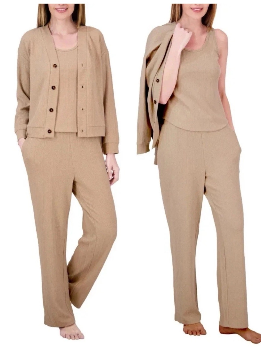 Women’s Live 2 Lounge 3 piece Pajama Set - Tank, Cardigan & Pants